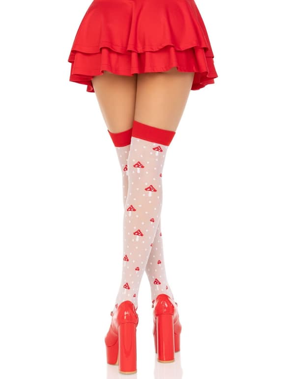 Чулки Leg Avenue Polka Dot Mushroom Thigh Highs One Size