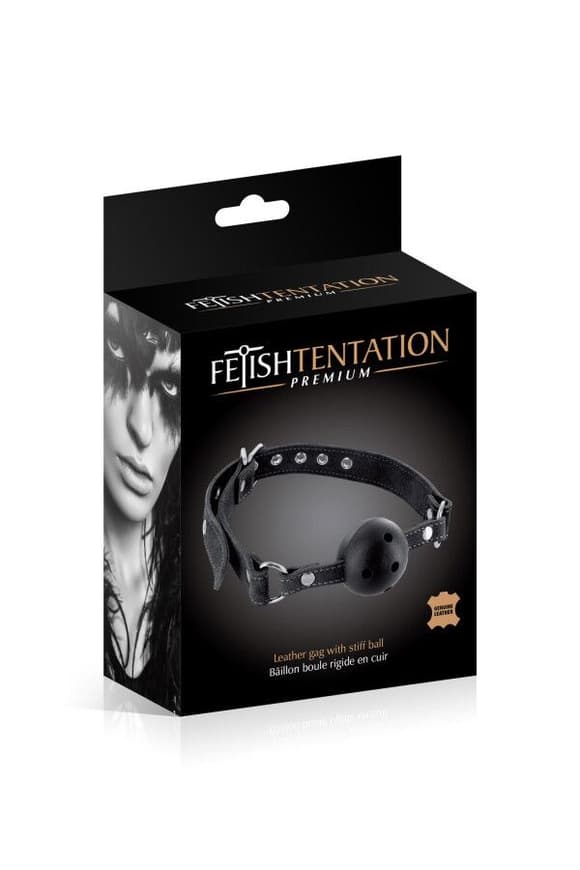 Кляп Fetish Tentation Premium Leather gag with stiff ball