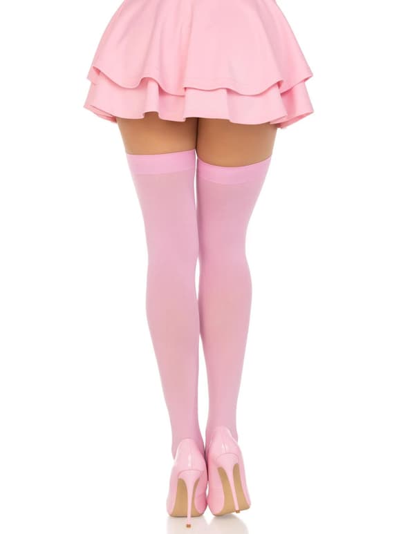 Плотные непрозрачные чулки Leg Avenue Opaque Nylon Thigh Highs Pink, One Size