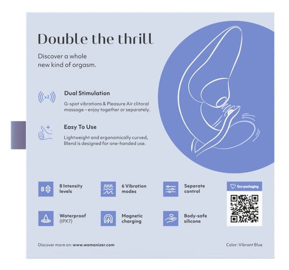 Вакуумний кліторальний стимулятор Womanizer Blend Vibrant Blue