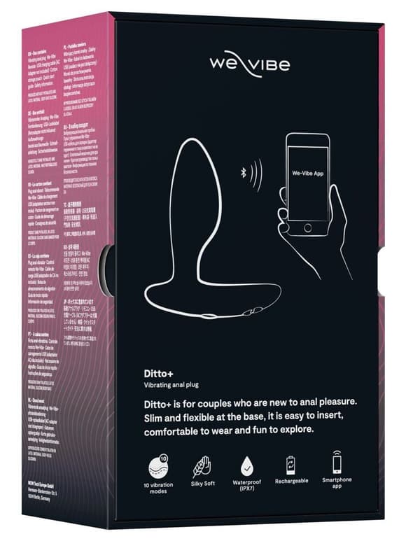 Анальная смарт-вибропробка We-Vibe Ditto+ Satin Black с пультом ДУ