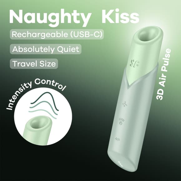 Вакуумний стимулятор Satisfyer Naughty Kiss, магнітна технологія 3D Air Pulse, 30 режимів роботи