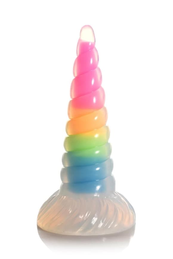 Фентезійний фалоімітатор Creature Cocks Luminescent Rainbow Silicone Dildo