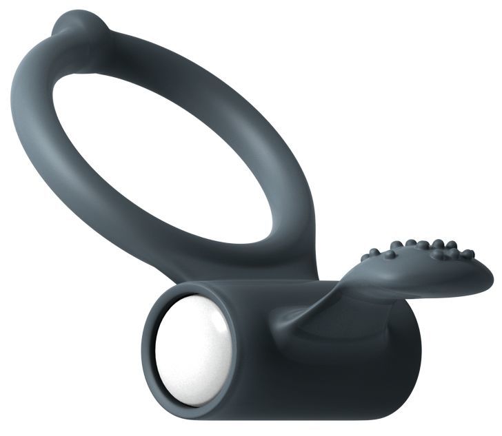Эрекционное кольцо Dorcel Power Clit Black V2 с вибрацией, с язычком со ще�точкой