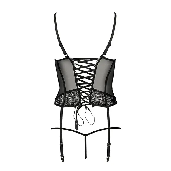 (SALE) Корсет с пажами PERDITA CORSET black XXL/XXXL - Passion Exclusive стрэпы,трусики, укороченный