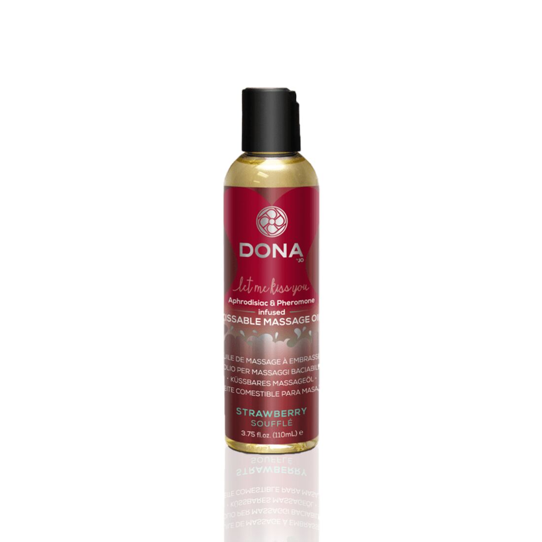 Массажное масло DONA Kissable Massage Oil Strawberry Souffle (110 мл) можно для оральны�х ласк