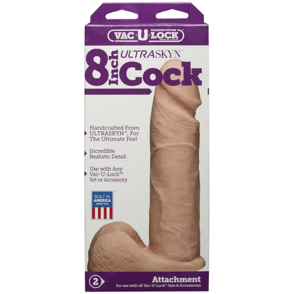 Фаллоимитатор Doc Johnson Vac-U-Lock - 8 Inch ULTRASKYN Cock White, диаметр 5,1см