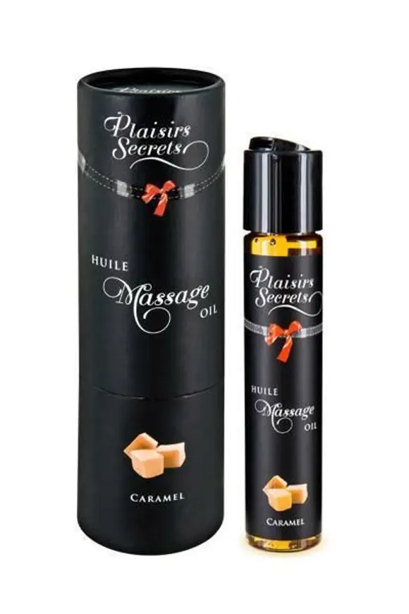 Масажна олія Plaisirs Secrets Caramel (59 мл) з афродизіаками, їстівна, подарункове паковання