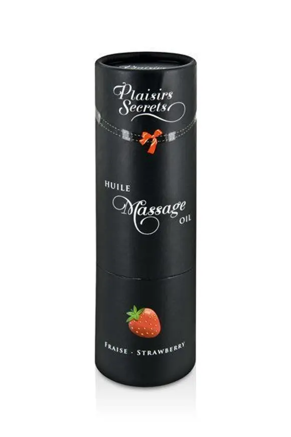 Массажное масло Plaisirs Secrets Strawberry (59 мл) с афродизиаками, съедобное, подарочная упаковка