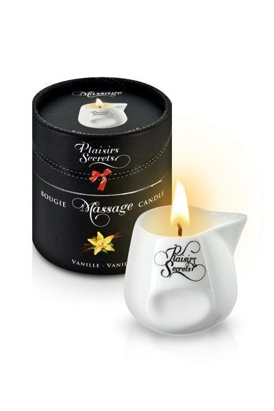 Мас�ажна свічка Plaisirs Secrets Vanilla (80 мл) подарункове паковання, керамічний посуд