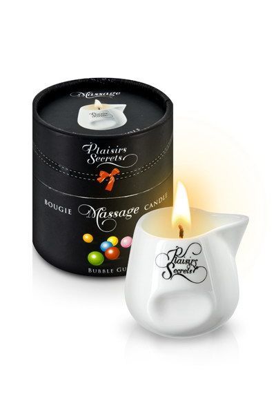 Массажная свеча Plaisirs Secrets Bubble Gum (80 мл) подарочная упаковка, керами�ческий сосуд