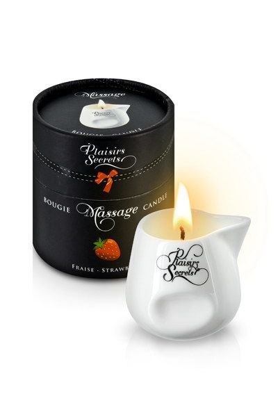 Массажная свеча Plaisirs Secrets Strawberry (80 мл) подарочная упаковка, керамиче�ский сосуд