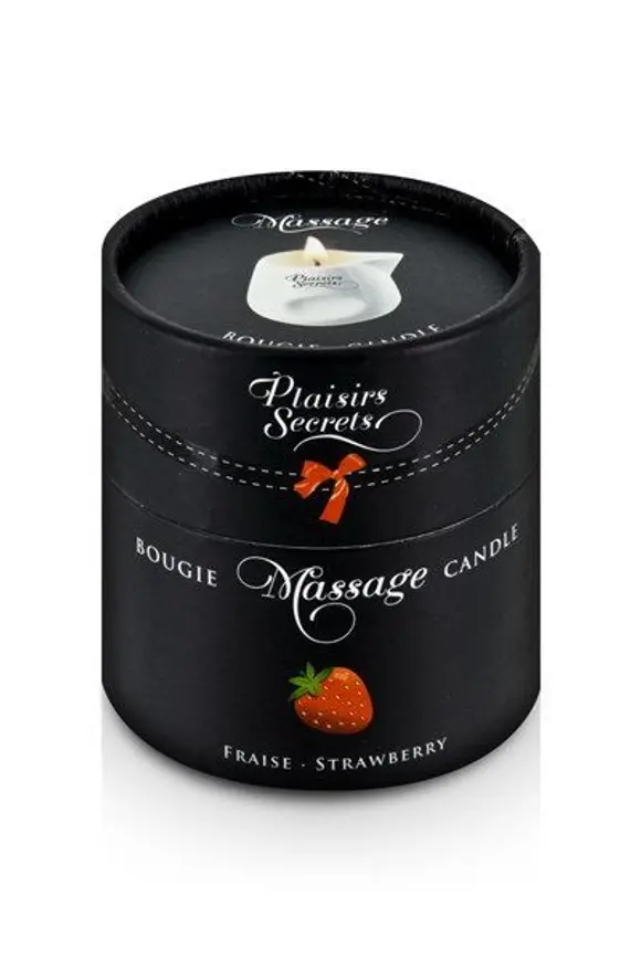 Масажна свічка Plaisirs Secrets Strawberry (80 мл) подарункова упаковка, керамічний посуд