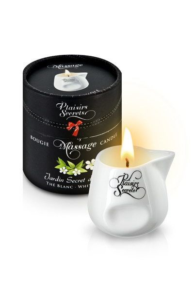 Массажная свеча Plaisirs Secrets White Tea (80 мл) подарочная упако�вка, керамический сосуд