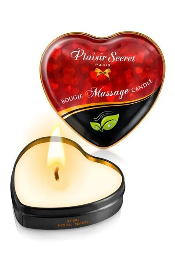 Розпродаж!!! Масажна свічка серце Plaisirs Secrets Natural (35 мл) (термін придатності 04.2024)