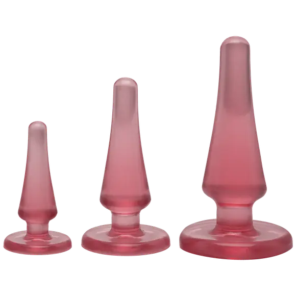 Набір анальних пробок Doc Johnson Crystal Jellies - Pink, макс. діаметр 2см - 3 см - 4 см