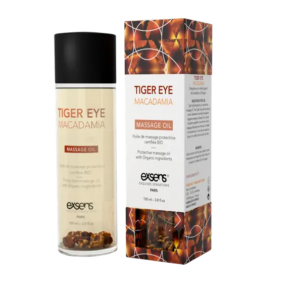 Массажное масло EXSENS Tiger Eye Macadamia (защита с тигровым глазом) 100мл, натуральное