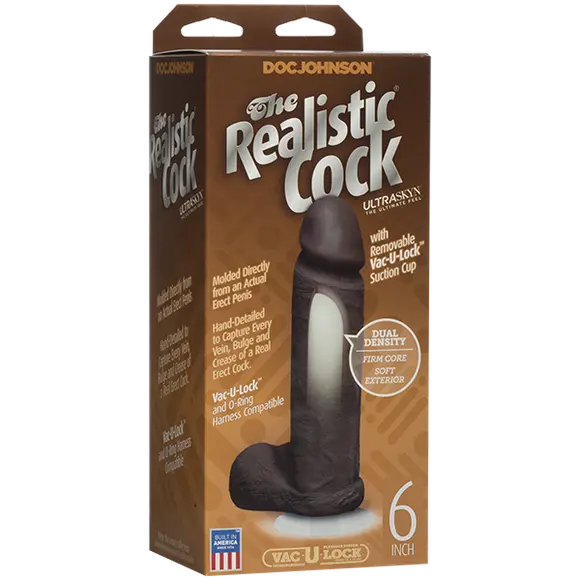 Фаллоимитатор Doc Johnson The Realistic Cock 6 inch Black - ULTRASKYN, Vac-U-Lock, диаметр 4,3см