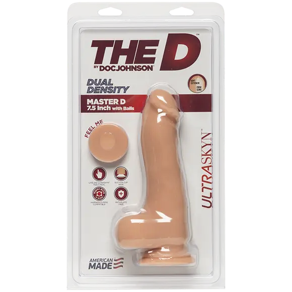 Фаллоимитатор Doc Johnson The D - Master D - 7.5 Inch With Balls - ULTRASKYN, диаметр 5,1см