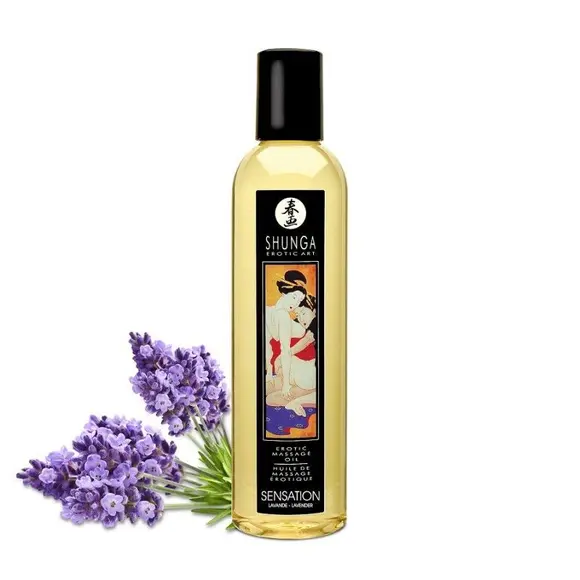 Масажна олія Shunga Sensation – Lavender (250 мл) натуральна зволожувальна