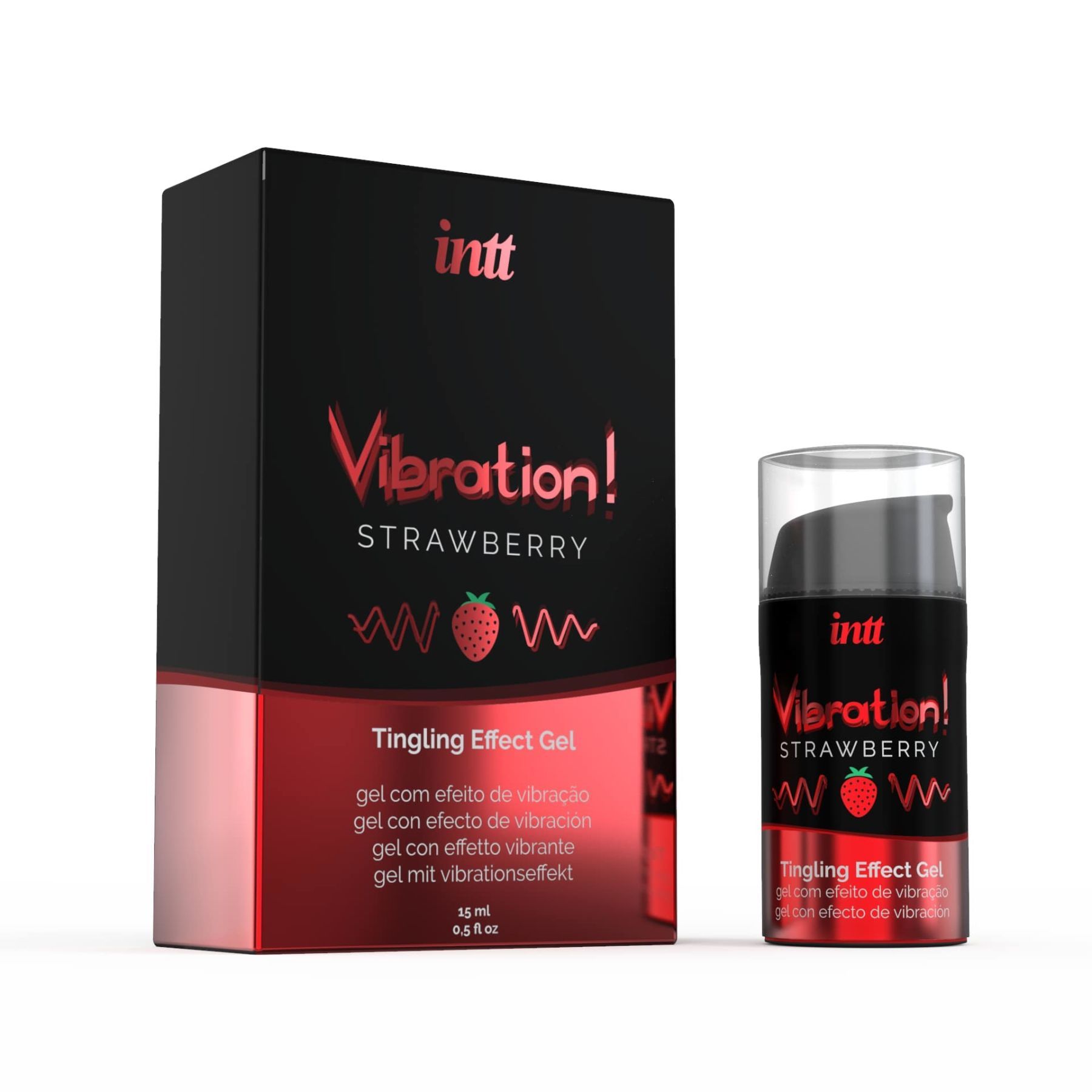 Жидкий вибратор Intt Vibration Strawberry (15 мл), густой гель, очень вкусный, дей�ствует до 30 минут