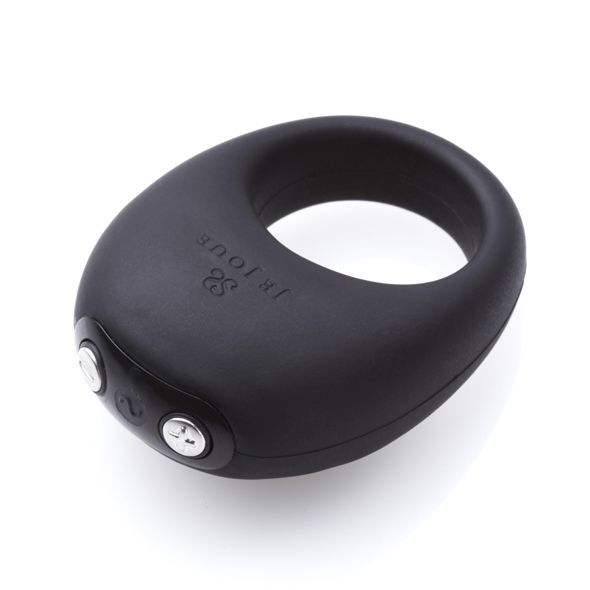 Премиум эрекционное кольц�о Je Joue - Mio Black с глубокой вибрацией, эластичное, магнитная зарядка