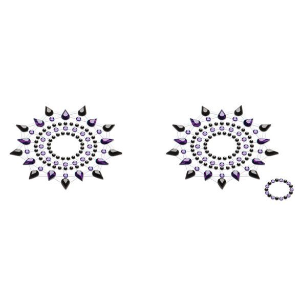 Пэстис из крис�таллов Petits Joujoux Gloria set of 2 - Black/Purple, украшение на грудь
