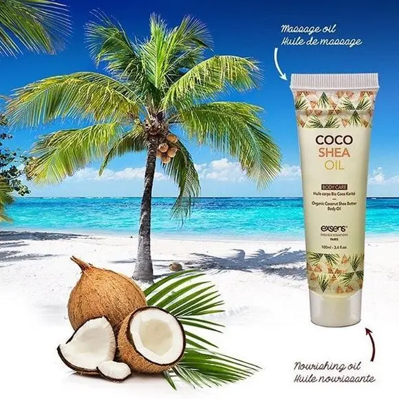 Органічна кокосова олія каріте (ши) для тіла EXSENS Coco Shea Oil 100 мл, сертифікат ECOCERT