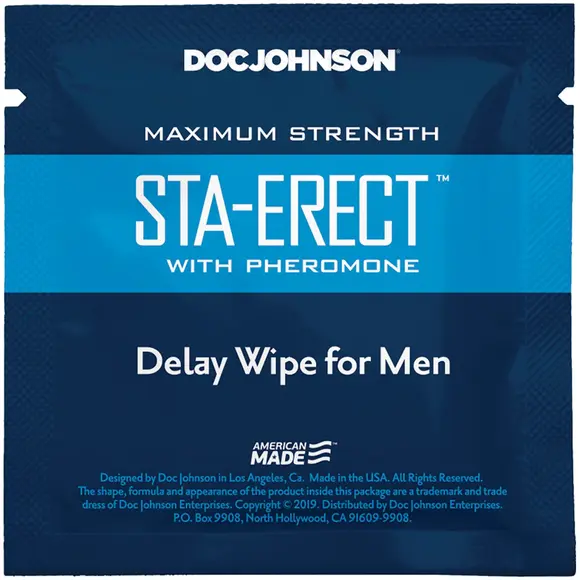 Пролонгирующая салфетка Doc Johnson Sta-Erect Delay Wipe For Men с феромонами