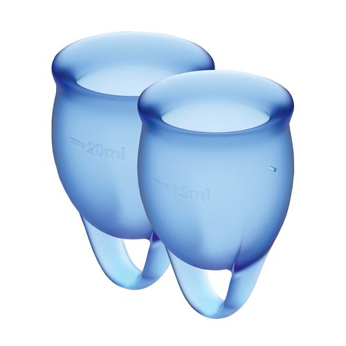 Набор менструальных чаш Satisfyer Feel Confident (dark blue), 15мл �и 20мл, мешочек для хранения