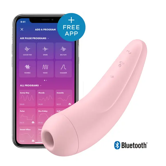 Вакуумный клиторальный стимулятор Satisfyer Curvy 2+ Pink с управлением через интернет