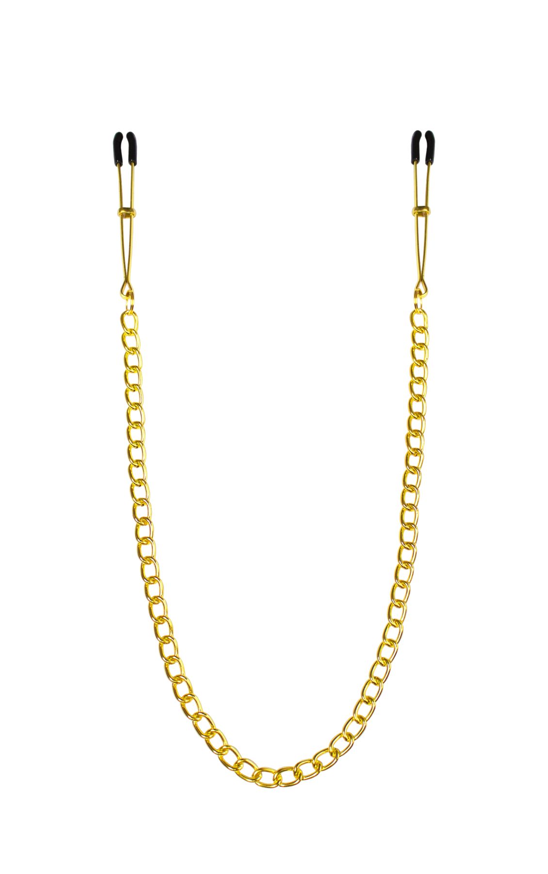 Тонкі затискачі для сосків з ланцюжком Feral Feelings - Chain Thin nipple clamps, золото/чорний