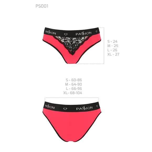 Трусики с широкой резинкой и кружевом Passion PS001 PANTIES red/black, size S