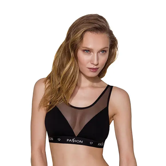 Топ з прозорою вставкою Passion PS002 TOP black, size XL