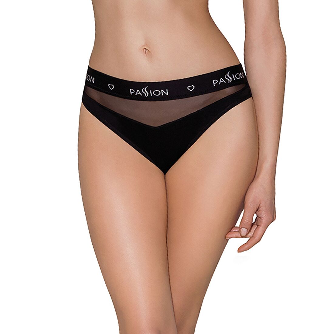 Трусики с прозрачной вставкой Passion PS006 PANTIES L, black