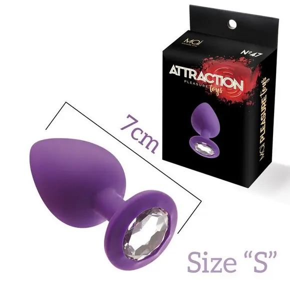 Анальна пробка з кристалом MAI Attraction Toys №47 Purple, довжина 7см, діаметр 2,8 см