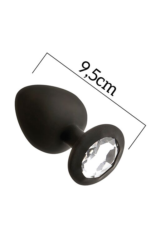 А�нальна пробка з кристалом MAI Attraction Toys №49 Black, довжина 9,5 см, діаметр 4 см