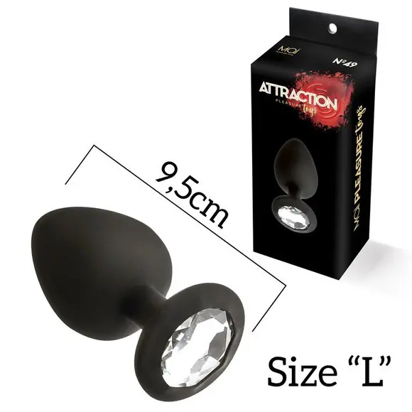 Анальная пробка с кристаллом MAI Attraction Toys №49 Black, длина 9,5см, диаметр 4см