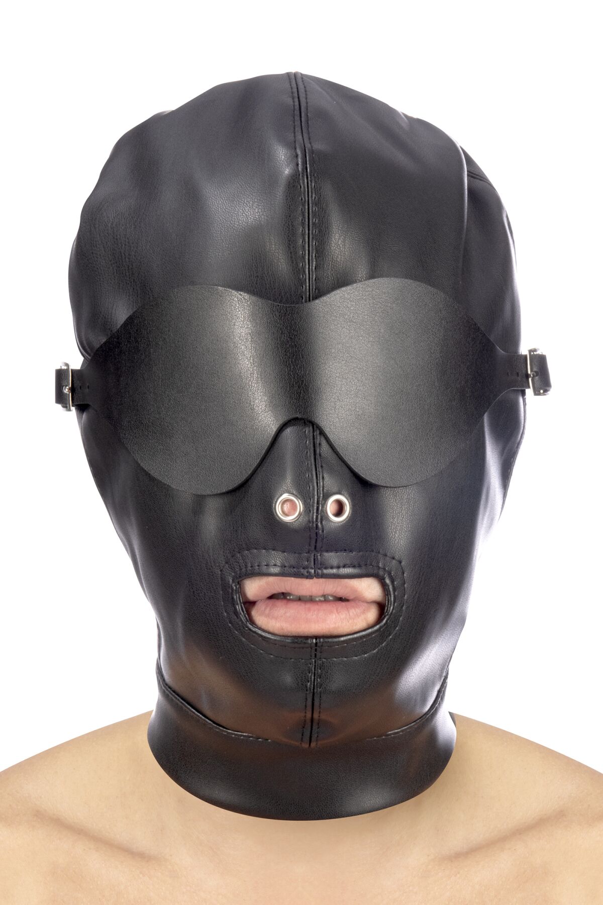 Ка�пюшон для БДСМ зі знімною маскою Fetish Tentation BDSM hood in leatherette with removable mask