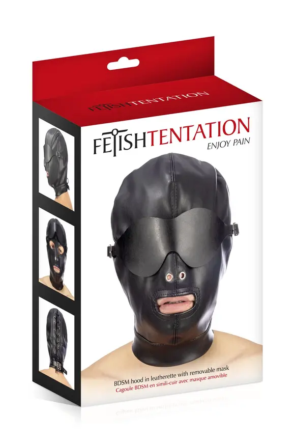 Капюшон для БДСМ зі знімною маскою Fetish Tentation BDSM hood in leatherette with removable mask