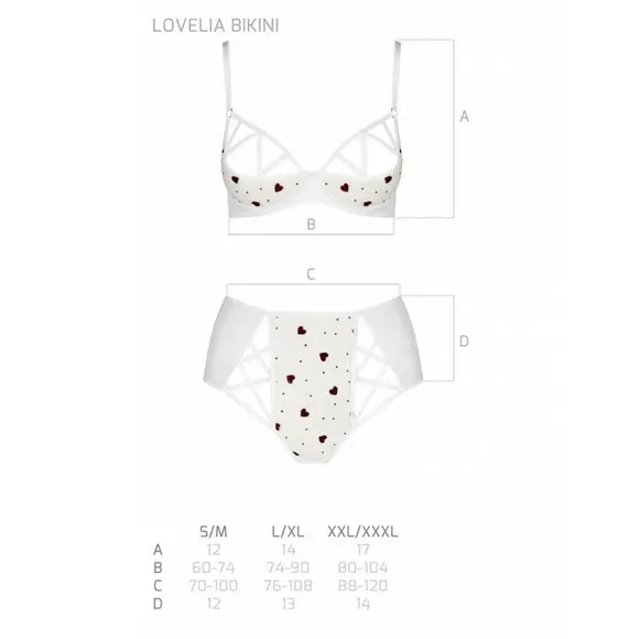 Еротичний комплект з малюнком LOVELIA BIKINI white S/M - Passion