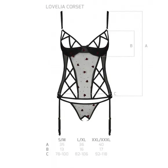 Корсет с подвязками + стринги LOVELIA CORSET black XXL/XXXL - Passion