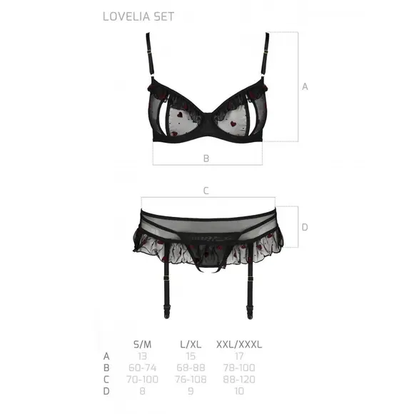 Сексуальний комплект з поясом для панчіх LOVELIA SET black XXL/XXXL - Passion