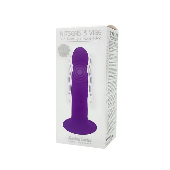 Двошаровий ділдо з вібрацією Adrien Lastic Hitsens 3 Purple, відмінно для страпона, діаметр 4 см, до