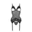 Корсет із підв’язками та ажурним ліфом Christa Corset black L/XL — Passion, стрінги в комплекті