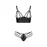 Комплект з екошкіри з люверсами та ремінцями Malwia Bikini black S/M — Passion, бра та трусики