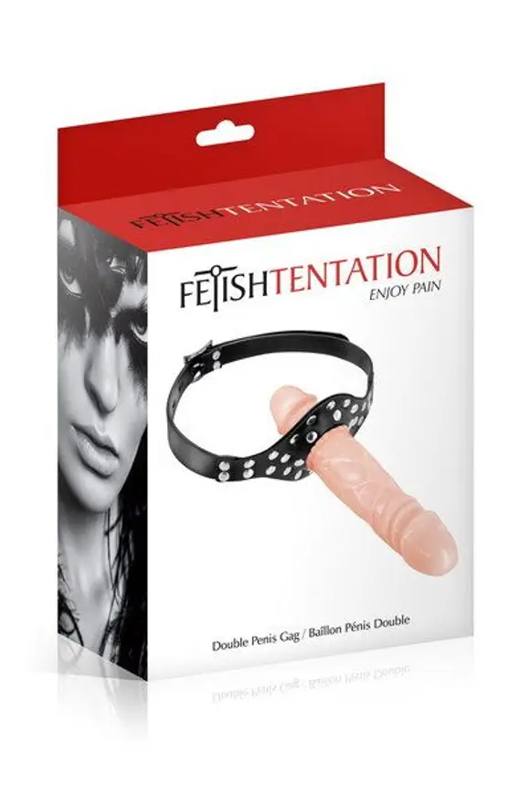 Кляп із подвійним фалоімітатором Fetish Tentation – Double Penis Gag Flesh