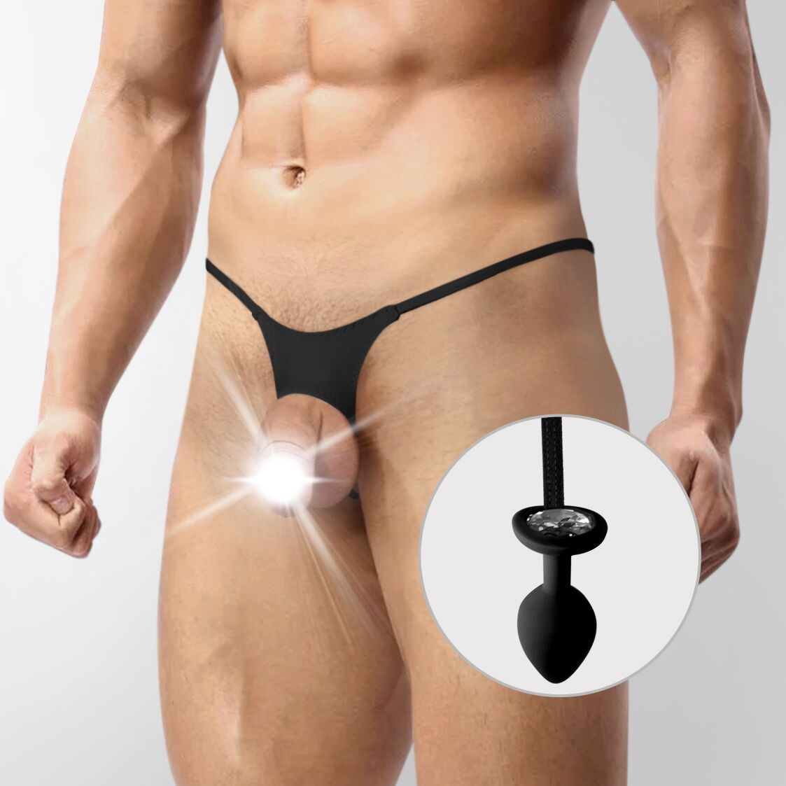 Муж�ские трусы XS-2XL с силиконовой анальной пробкой Art of Sex -  Joni plug panties size L Black