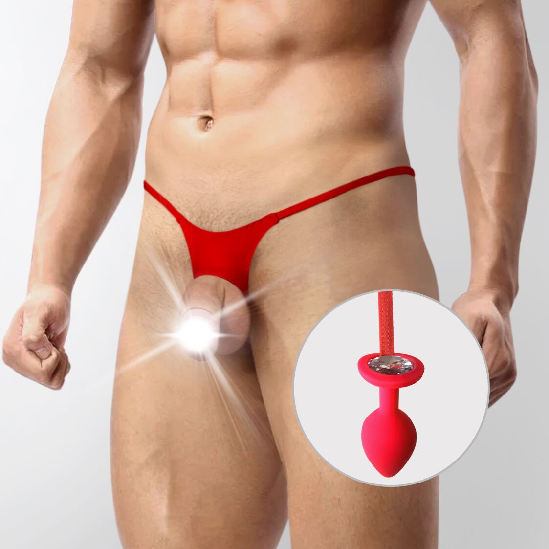 Мужские трусы XS-2XL с силиконовой �анальной пробкой Art of Sex - Joni plug panties size L Red