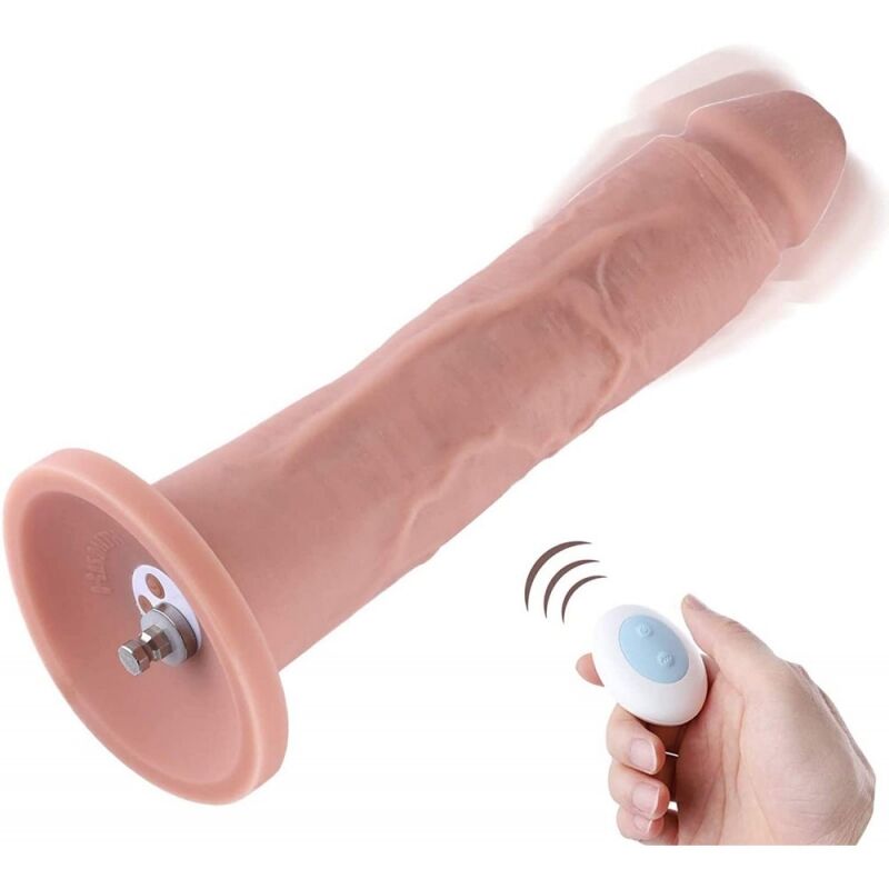 Фалоімітатор 10.2″ з вібрацією д�ля секс-машин Hismith Silicone Dildo with Vibe, KlicLok, пульт ДК